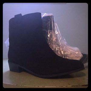Black, faux suede booties